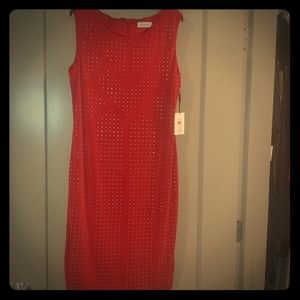 Red studded Calvin Klein dress size 10